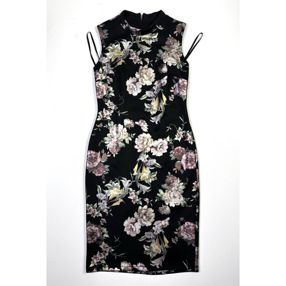En Focus Studio Dress Women's 6 Floral Sleeveless Black Sleeveless